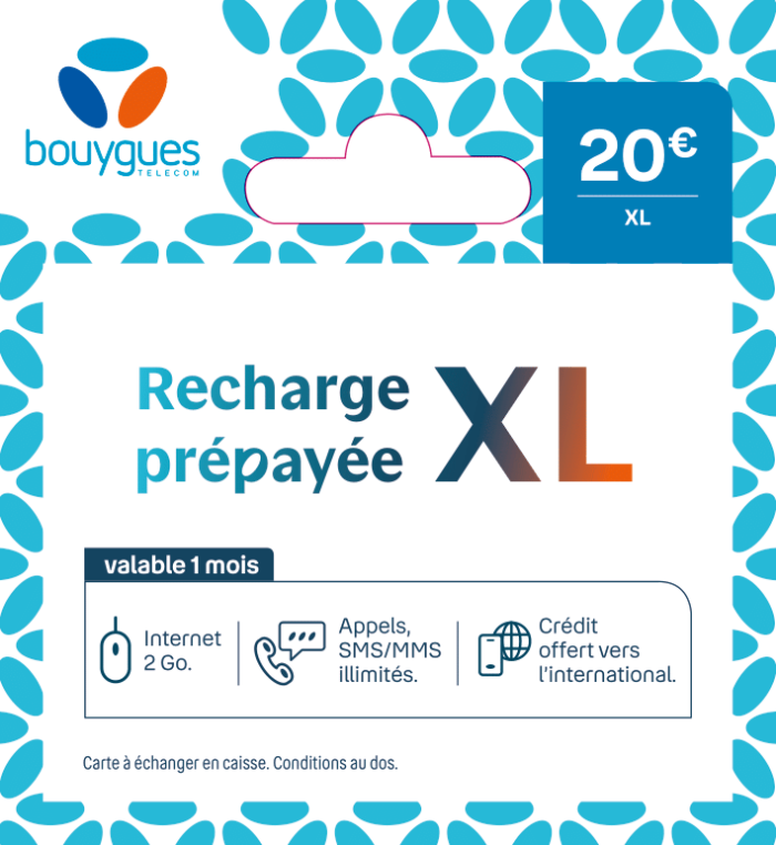 Recharge Bouygues Telecom  illimité XL 20€