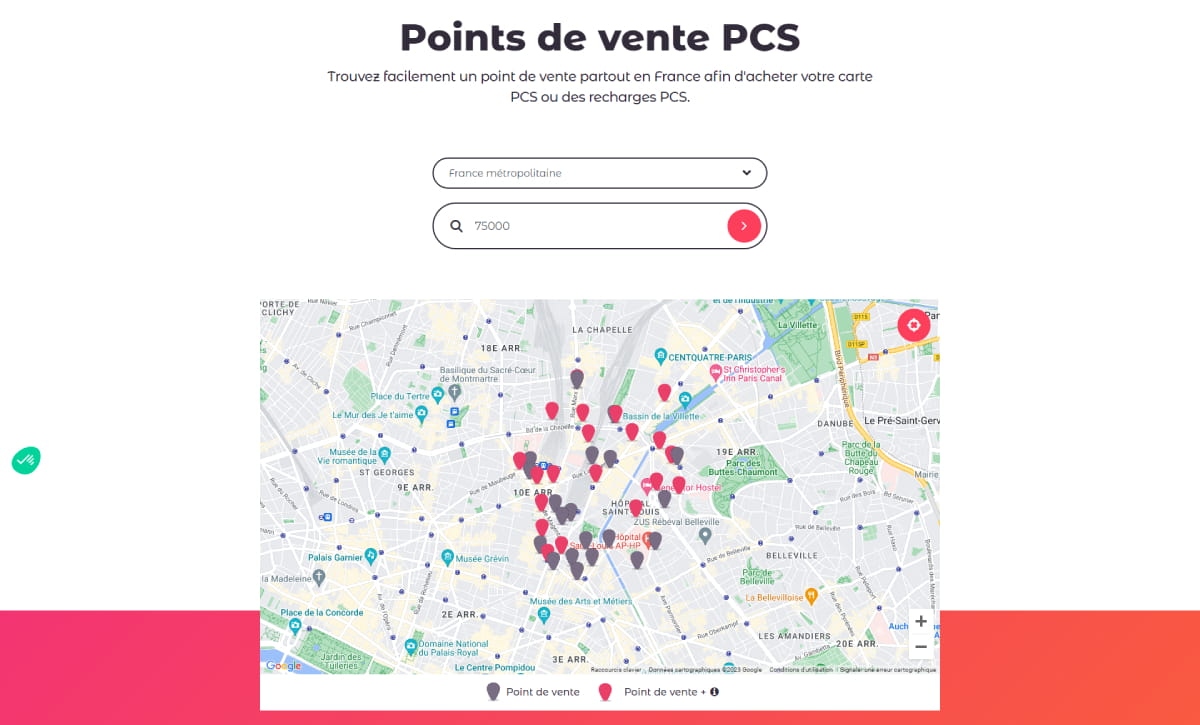 carte points de vente PCS